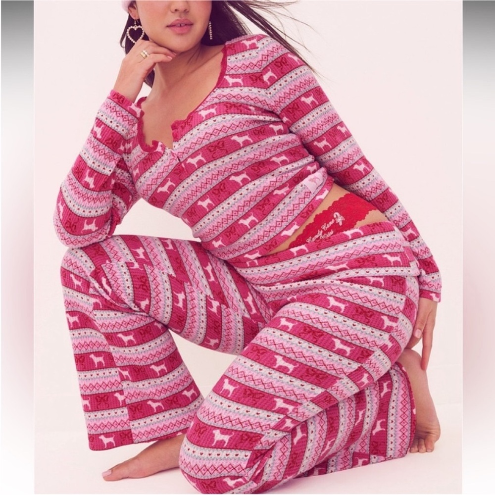 LoveShackFancy X PINK Waffle Knit Pajama Set